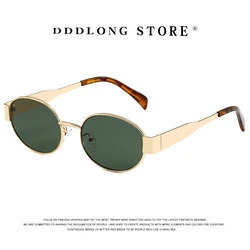 DDDLONG Metal Fashion Punk Sunglasses Women Round Sun Glasses Classic Vintage UV400 Party Beach Travel Outdoor Shades Men D457