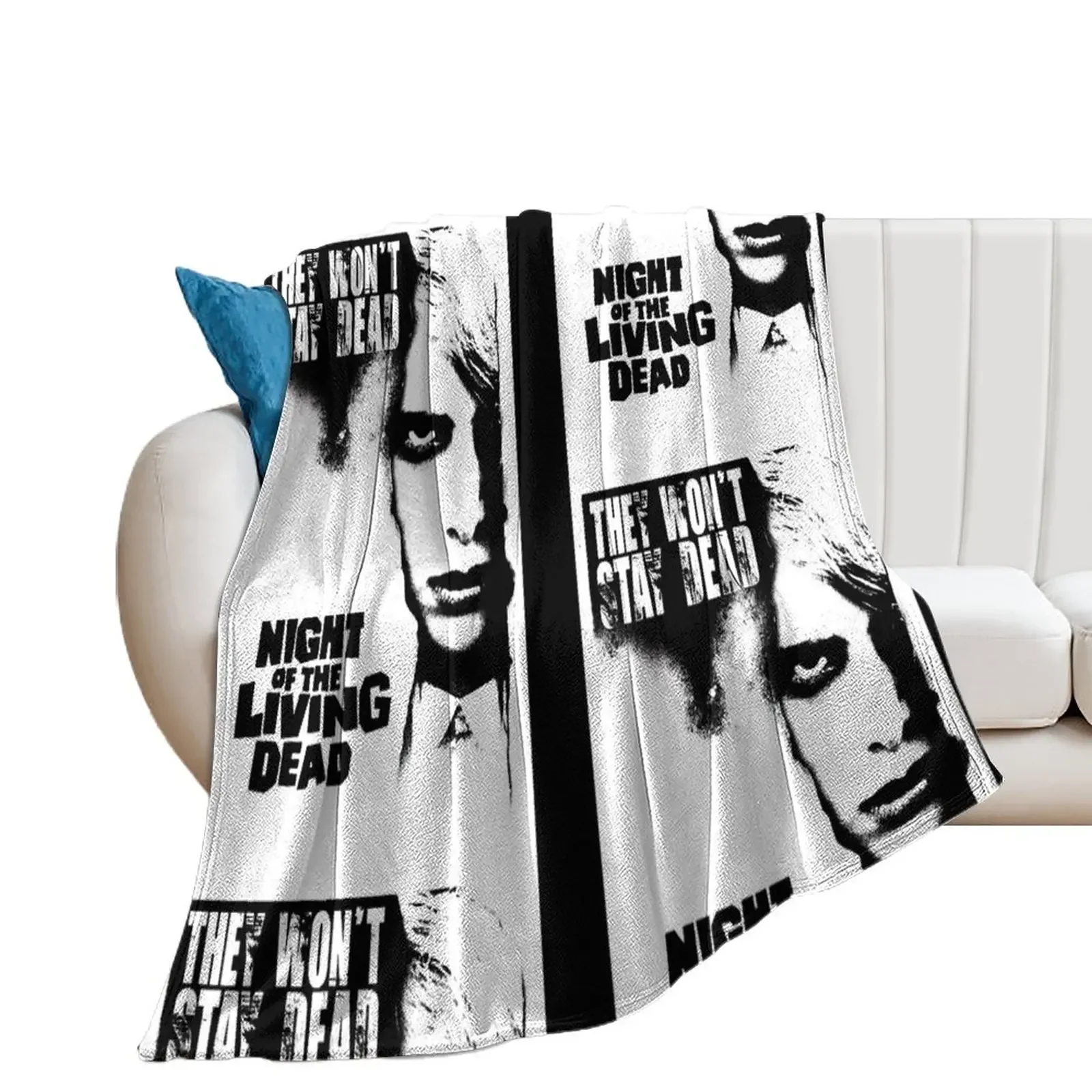 Classic Zombie Movie Print - Zombie Night Of The Living Dead - Classic Retro Horror Film Throw Blanket Decoratives Blankets