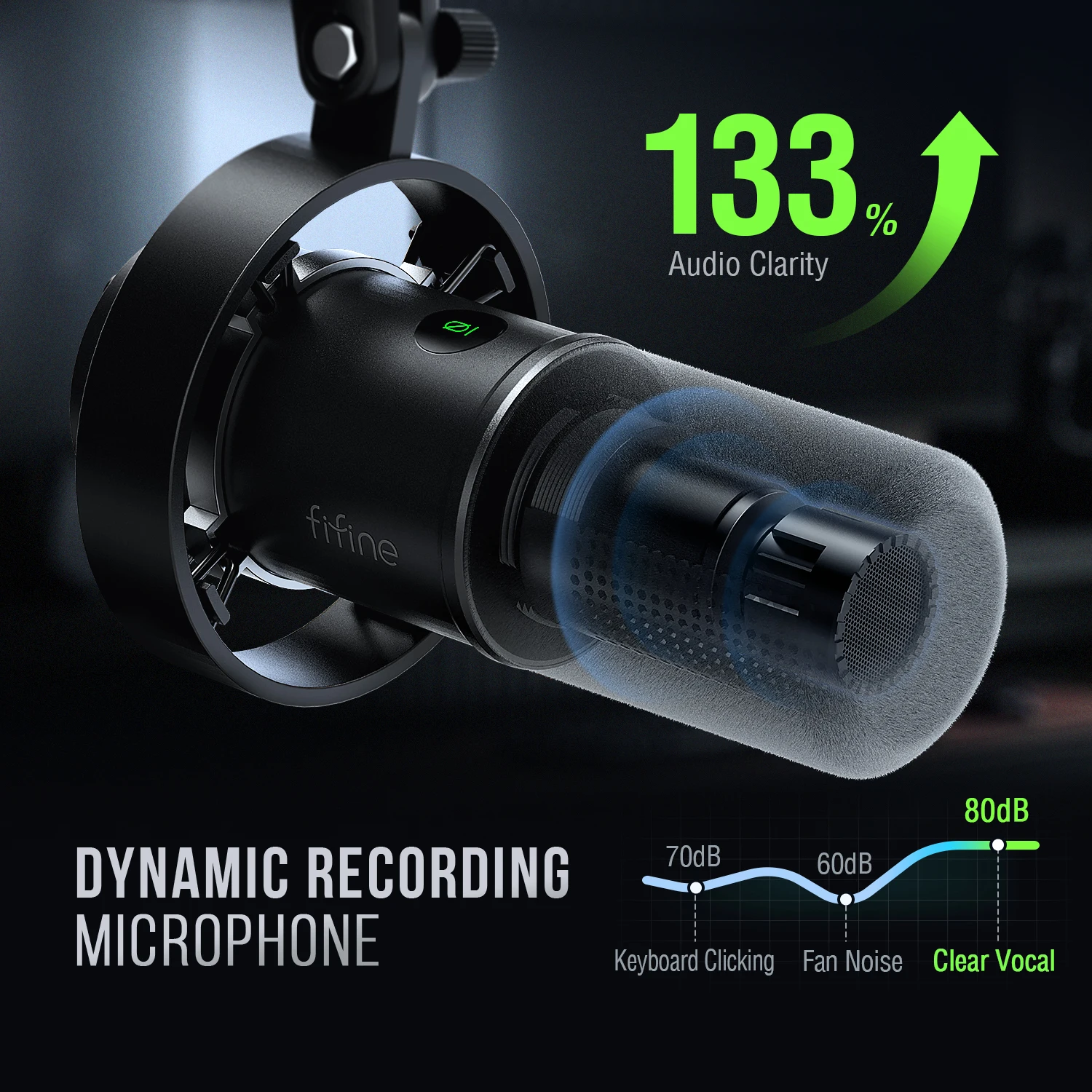 FIFINE USB XLR 다이나믹 마이크, 충격 마운트, 터치 음소거, 헤드폰 잭, 볼륨 조절, PC 또는 사운드 카드 녹음용, K688