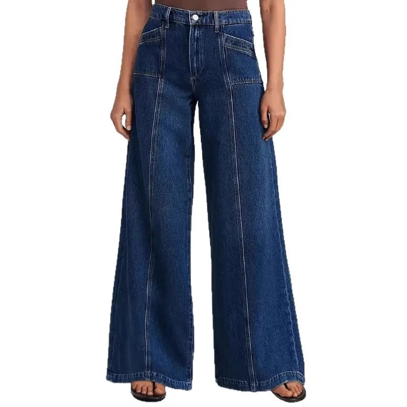 

2026 New Arrival Fashion Ladies Loose Wide Leg Stretch Jeans Comfortable High Quality Casual Elegant Daily Denim Long Trousers