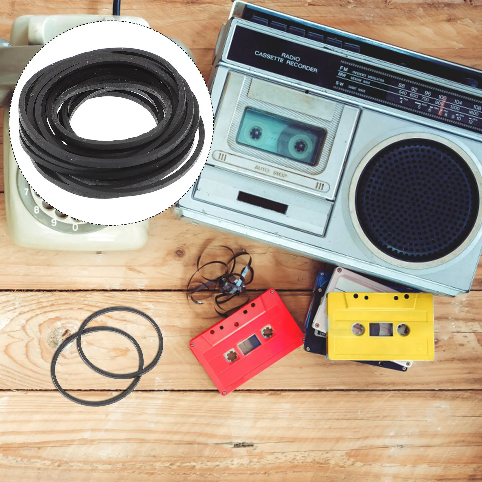

20Pcs Recorder Rubber Belts Cassette Tape Recorder Maintenance Belt Repair Common Belt Restore Turntable Speed Reduce Noise
