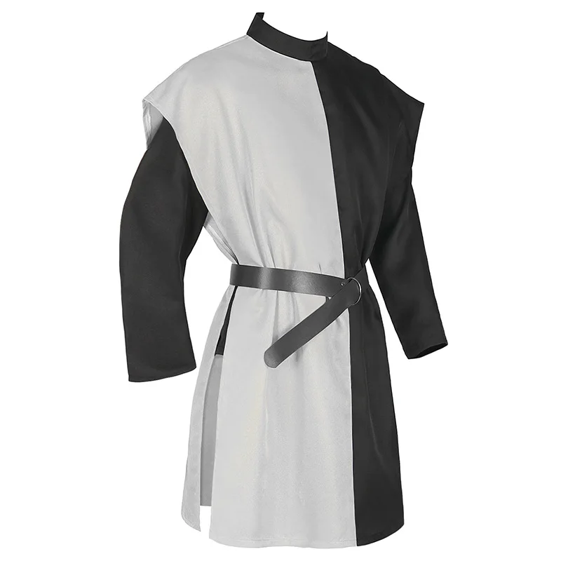 할로윈 남성 중세 기사 템플릿 십자군 코스프레 의상, 전사 기사 갑옷, 빈티지 로브, 플러스 사이즈 볼 파티 의상