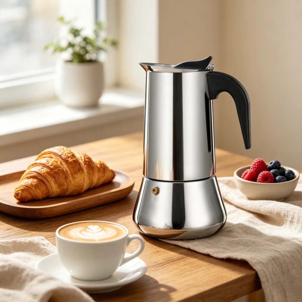 Premium 12 Cup 600ml/20OZ Stainless Steel Moka Pot Stovetop Espresso Maker Induction Cooktop for Home Camping Office