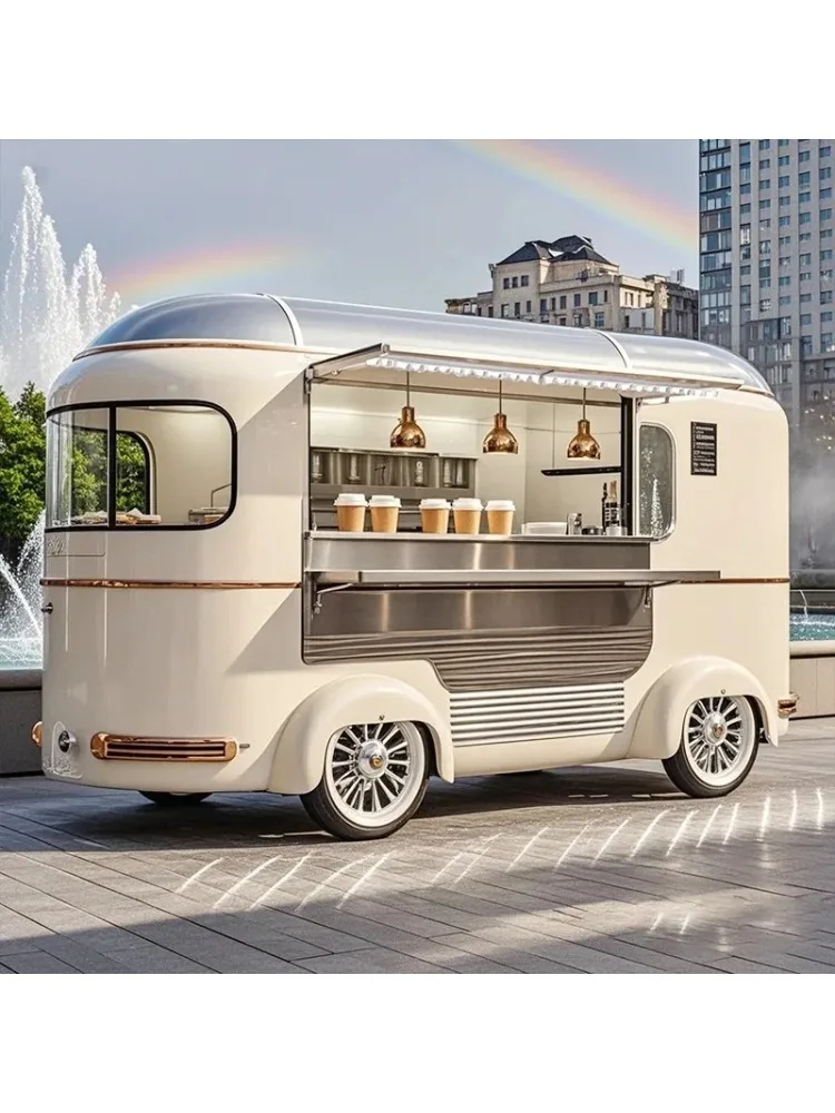 Customized Lemonade Stand Camper Van Mobile Food Trailer Fully Equipped Coffee Catering Carts 220v Food Truck for Restaurants
