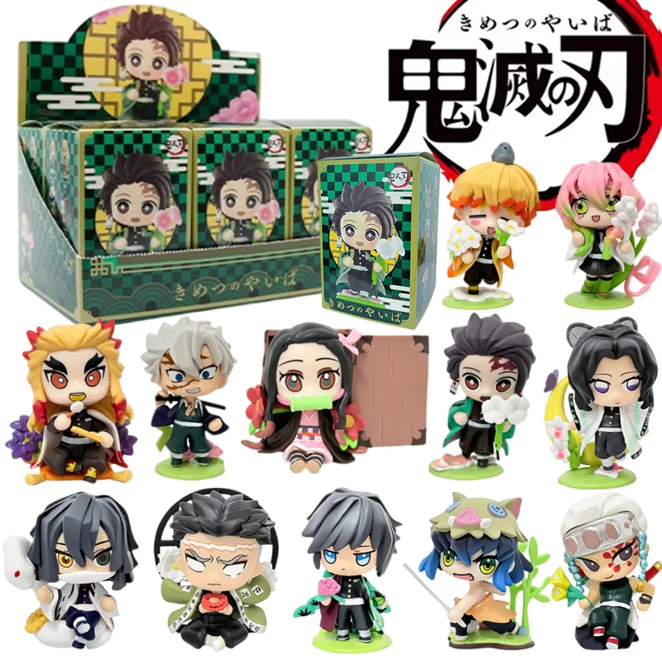 

Anime Demon Slayer 12pcs Set Random Blind Box Doll Tanjiro Nidouzi Inosuke Zenizu Figure Action Figure Movie Model kid Toy Gift