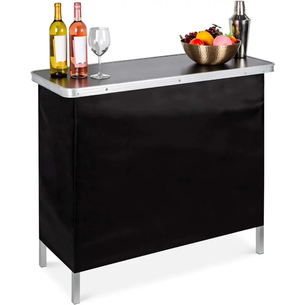 Portable Pop-Up Bar Table for Indoor, Outdoor, Party, , Tailgate, Entertaining w/Carrying Case, Storage Shelf