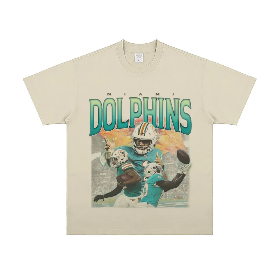

NFL Football Miami Dolphins DOLPHING Sports Casual Short Sleeve American Cotton T-Shirt