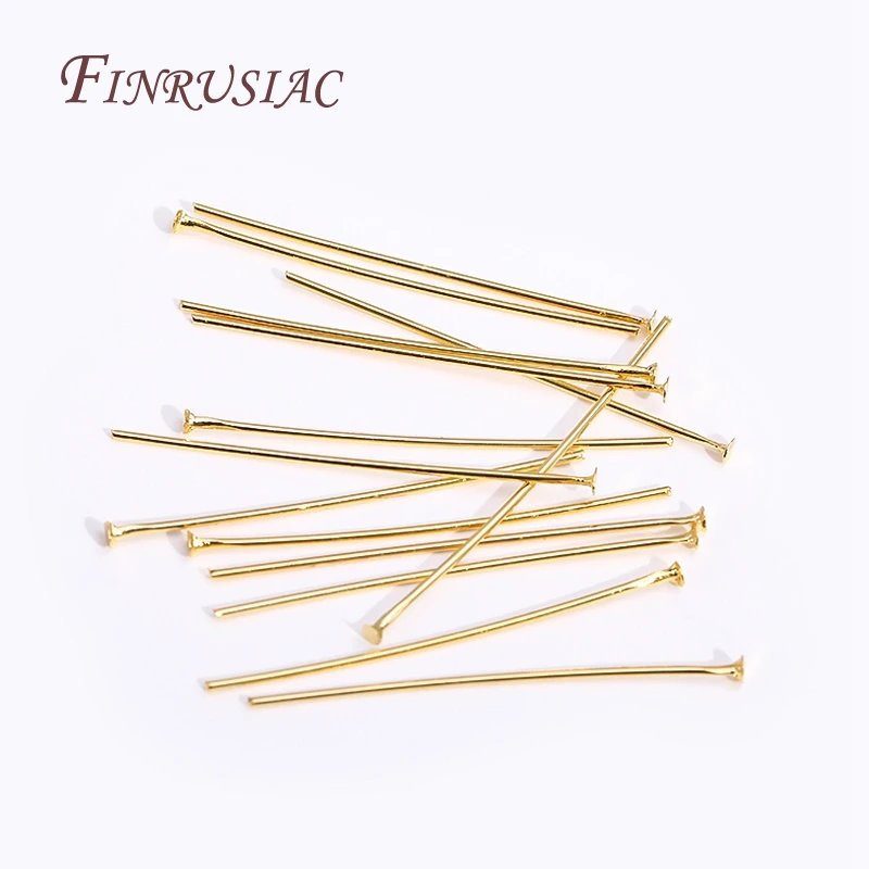 0.6X30MM 50-100Pcs/Lot 18K Gold Plated Flat Head/Ball Head/Eye Pins For Jewelry DIY Beading Jewellery Findings