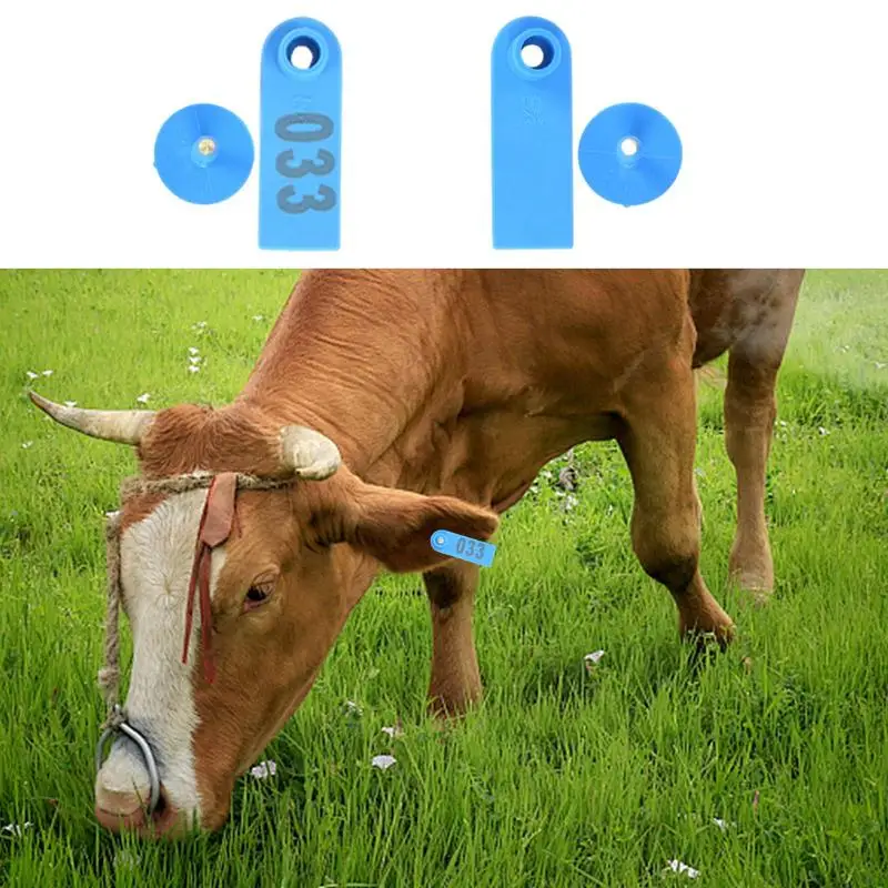 Sheep Ear Tags 100 Pieces Livestock Tagging Tool Numbered Ear Tags Wear-Resistant Animal Identification Tags Cow Ear Tags For