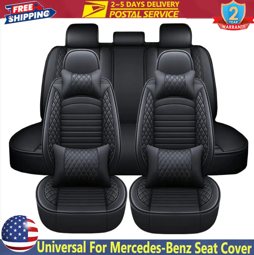 

Universal Car Seat Covers For Mercedes-Benz Full Set PU Leather Car 5 Seat Covers Front Rear Protector Pad For Sedan SUV Seat