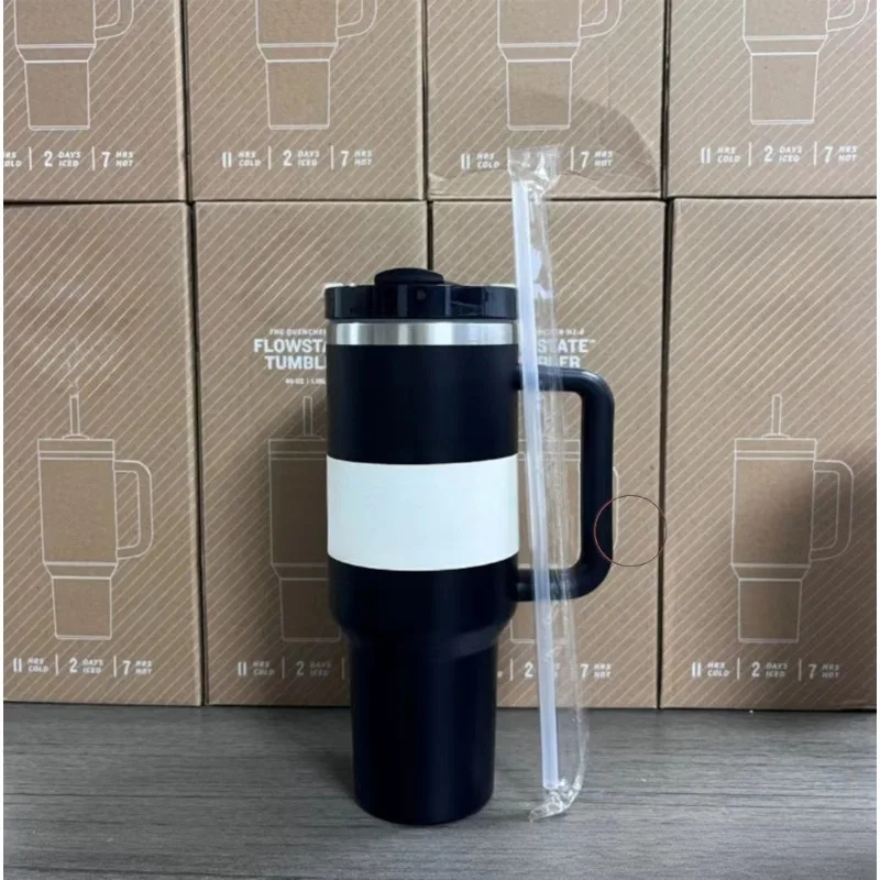 New 40oz Insulated Stainless Steel Water Bottle Travel Mug with Handle and Straw |Travel Mug |Insulated Stainless Steel Mug 40oz