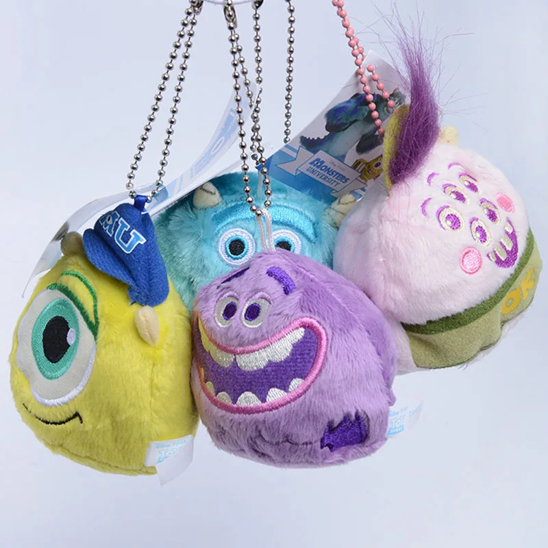 พวงกุญแจน่ารักจากดิสนีย์4ชิ้น/เซ็ต Sullivan มอนสเตอร์ Inc O พวงกุญแจรถตุ๊กตาสำหรับกระเป๋าที่ห้อยตกแต่งเด็กผู้หญิง kado Kecil เสน่ห์