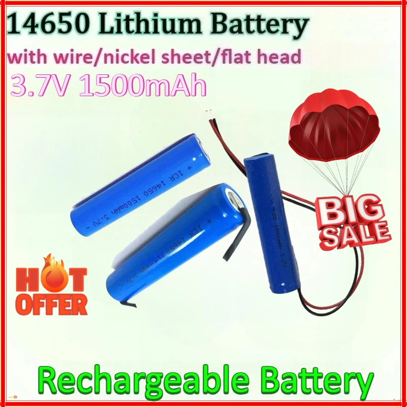 

New 2pcs 14650 3.7V 1500mAh for Dental Desktop Walkie Talkie Battery with Nickel Sheet Lithium Ion Li-ion Rechargeable Battery