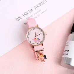 1PC 6 Styles Girl Women Watch Cartoon Unicorn Cloud Cheery Pink Ladies Bracelet Watch Set Cute Student Quartz Watch Reloj Mujer