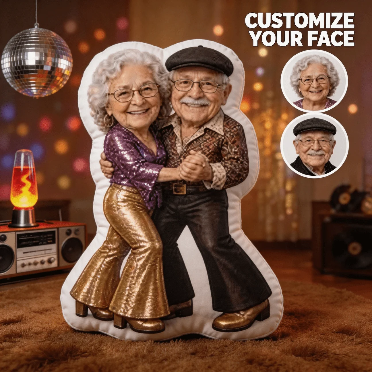 Custom Couple Photo Shaped Pillow, Romantic Dancing Portrait Decorative Cushion, 60cm Large Size Accent Pillow for Sofa & Bedroo