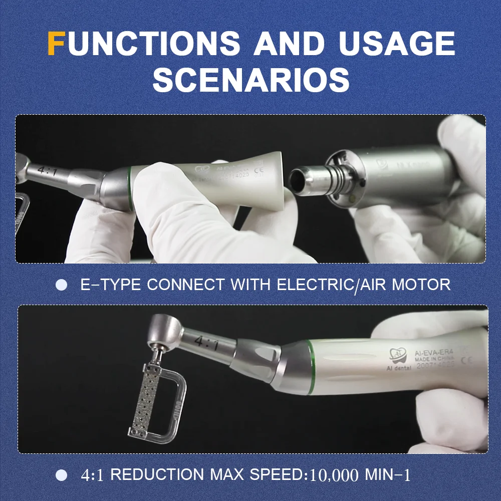 AI-EVA-ER4/EC Dental Vertical Reciprocating 4:1/1:1 Contra Angle Handpiece or Orthodontic Consumables Handle Kit with Saw Blade