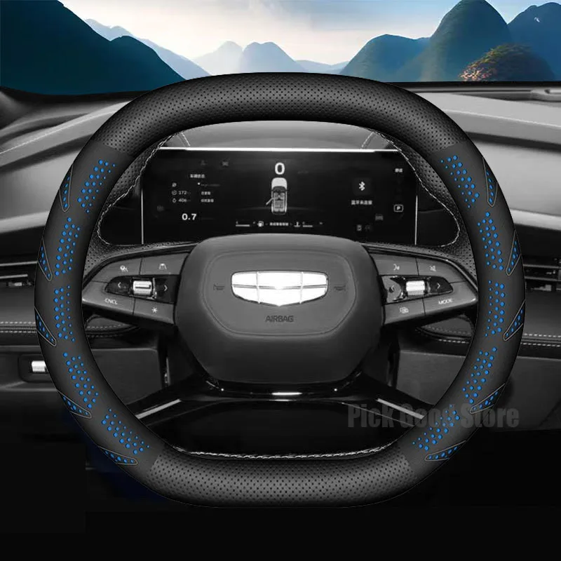 

Leather Car Steering Wheel Cover for Geely EX5 Galaxy L7 E8 Preface Starship 7 2024 2025 2026 Anti slip Car Interior Accessories