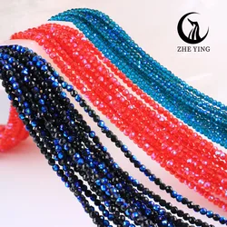 Zhe Ying 2mm 3mm Faceted AB Plated Beads Loose Crystal Glass Beads For Jewelry Making Bracelet DIY Accessories 5 Strands/lot