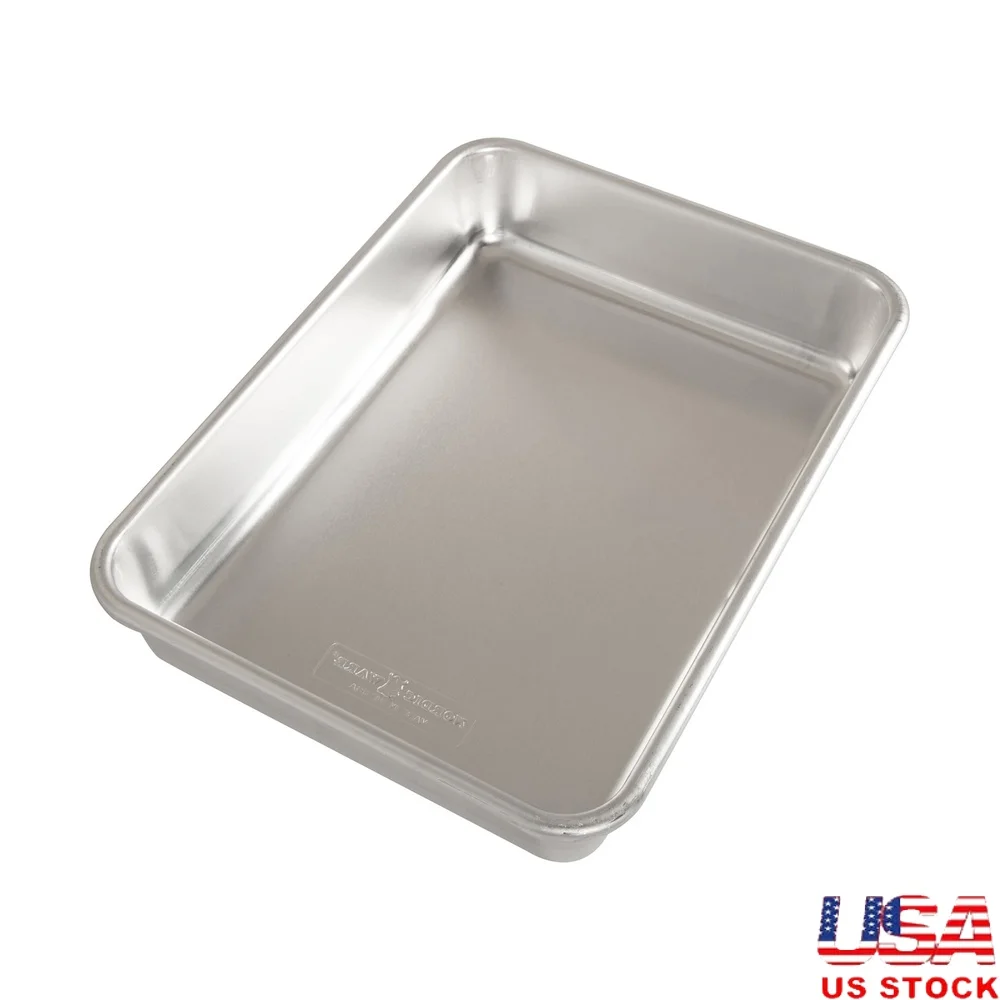 الألومنيوم الطبيعي 9x13 مستطيلة كعكة عموم غير عصا الخبز خزفي الكعك لفات البيض خبز دائم الاعوجاج مقاومة المهنية