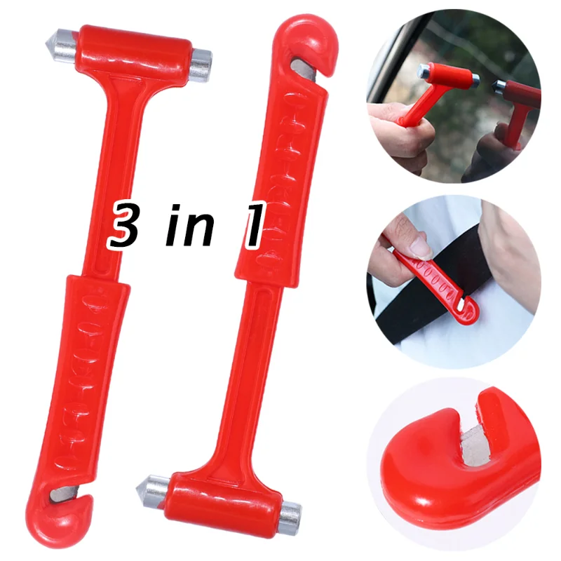 3 In 1 Car Safety Hammer Window Breaker Escape Emergency Universal Cars Buses Trucks Glass Breaking Seat Belt Cutter Tools