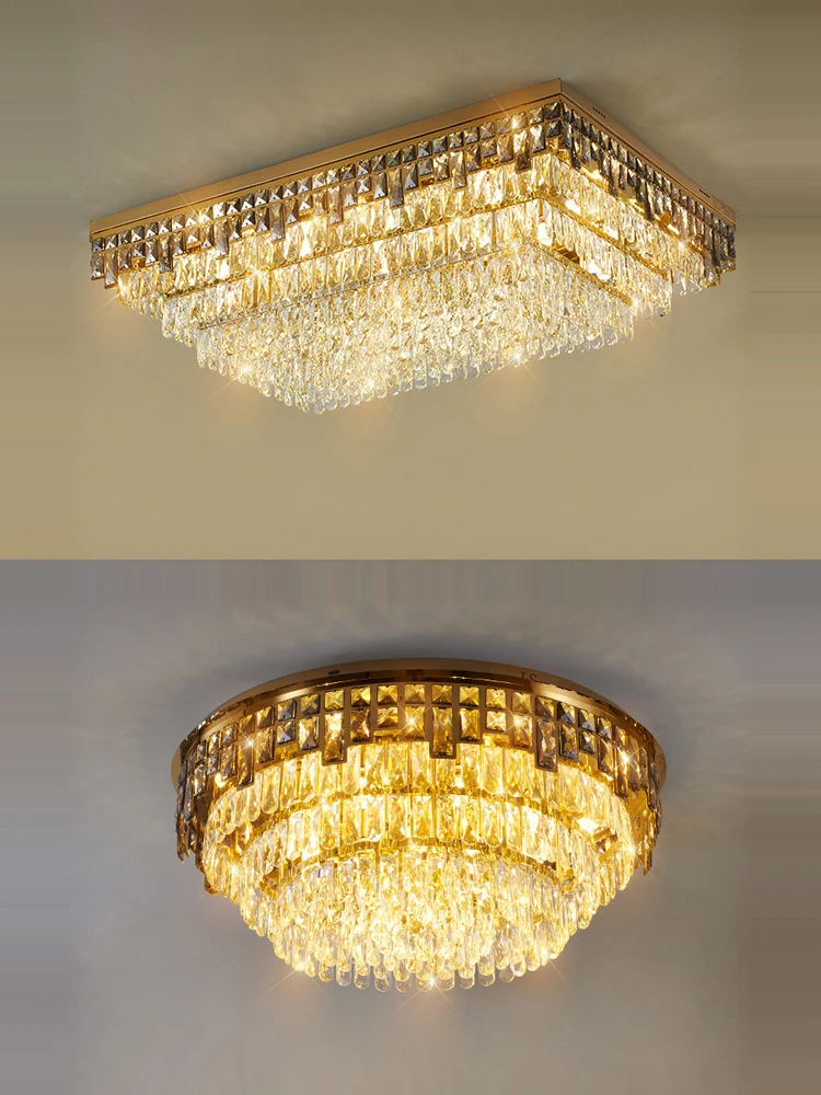 Round Rectangular Dimamble LED Gold Silver Lamparas De Techo 2024 Ceiling Chandelier Ceiling Lamp For Living Room