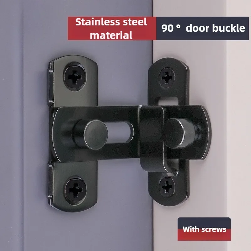 1 Pcs Door Lock Guard Latch Bolt 90 180 Degree Stainless Steel Toggle Latch Sliding Barn Door Lock Black Right Angle Barn Lock