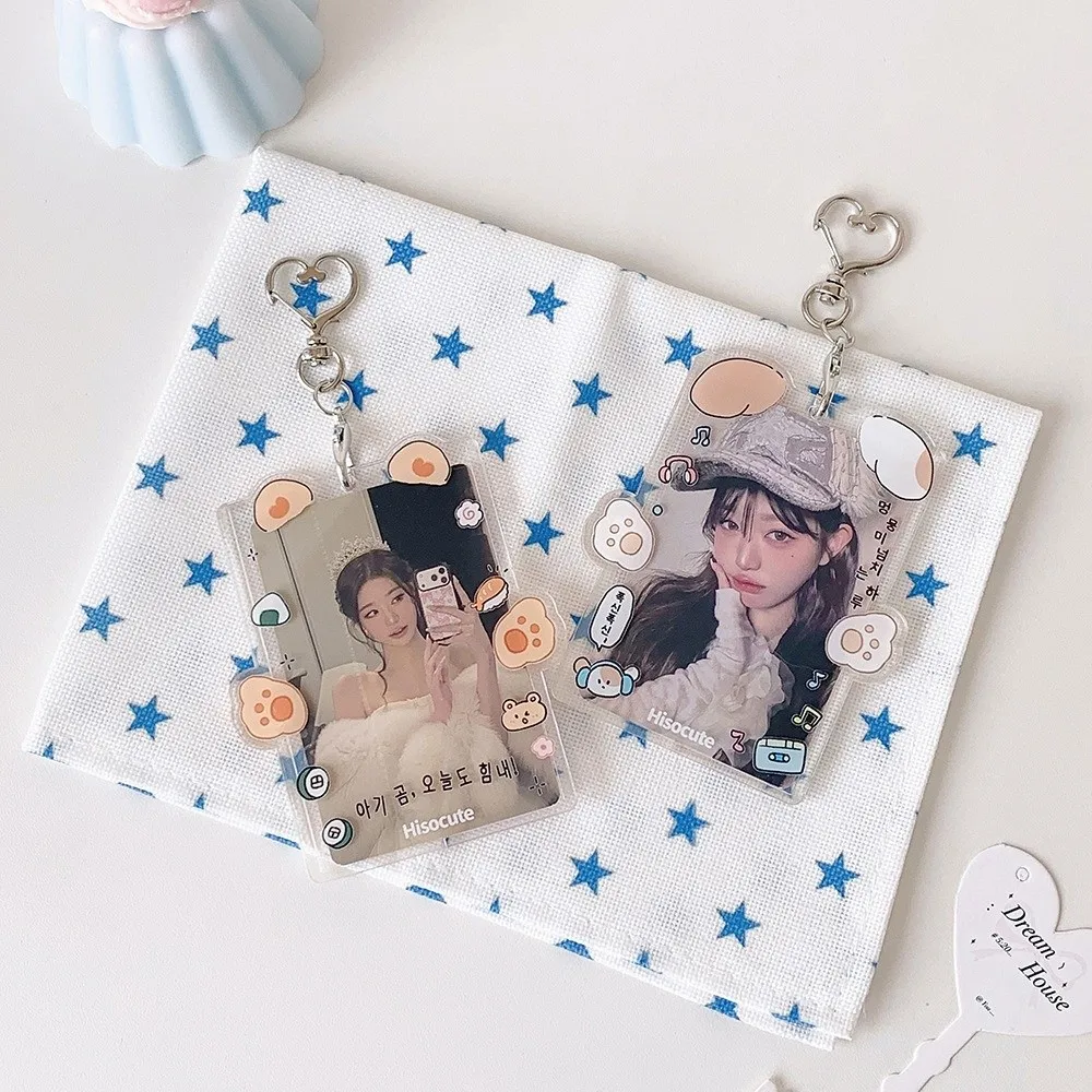 Acrylic Kpop Photocard Holder Keychain 3 Inch Transparent Idol Card Display Protector Cartoon Animal
