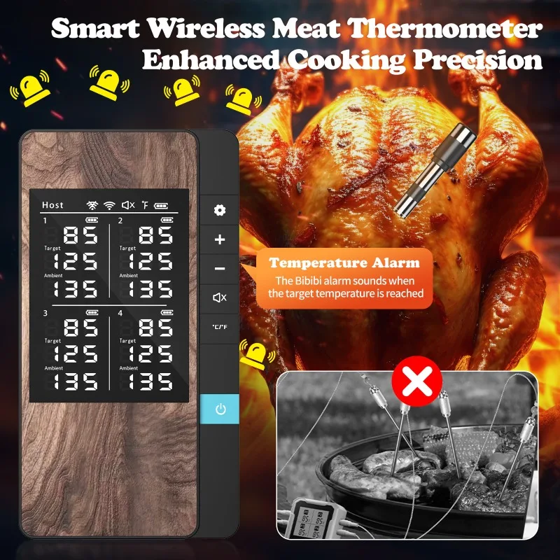 Bluetooth food thermometer wifi wireless barbecue barbecue thermometer, meat thermometer