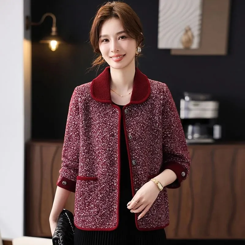 Small Fragrant Jacket Women's Spring Autumn2025New Fashion Coat Short Middle-Aged Mother Overwear Temperament Ladies Outcoat Top