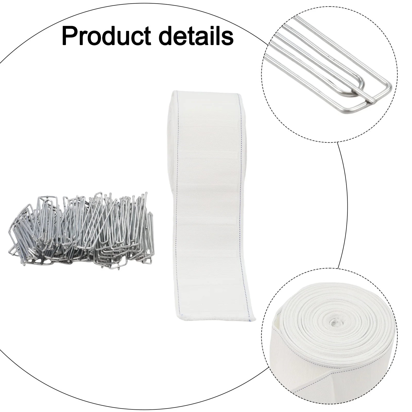 Curtain Tape 10m with 50 Hooks for Reliable Curtain Belt Replacement Suitable for Functional and Decorative Uses