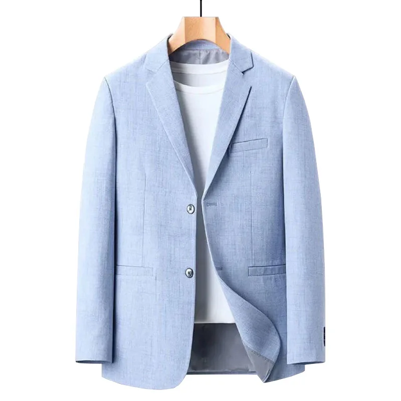 

2025 Autumn Men Blazer Thin Simple Solid Color Versatile Male Outerwear Single-breasted Long Sleeve Pocket Casual Man Suit Coat