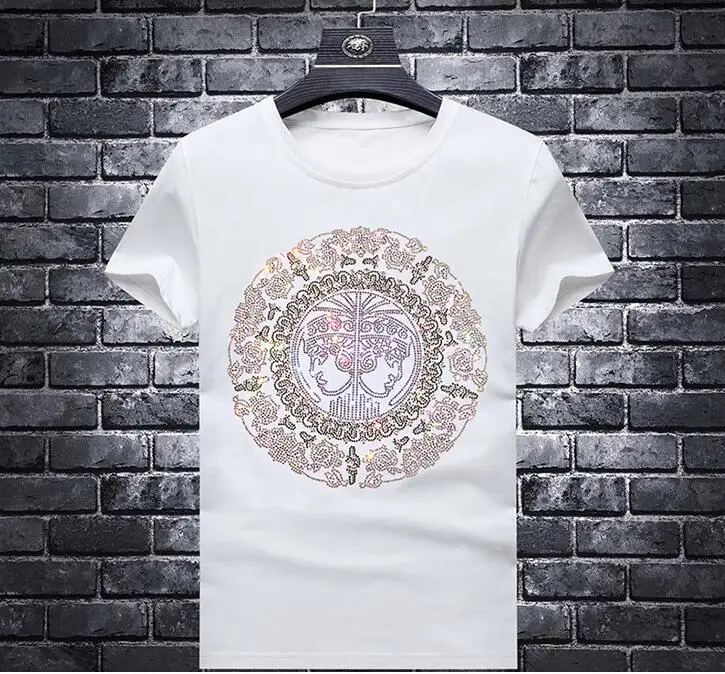 2023  Diamonds T Shirts Men Fashion Street Wear Short Sleeve O Neck Modal Cotton T shirts Camiseta Fashion top quality