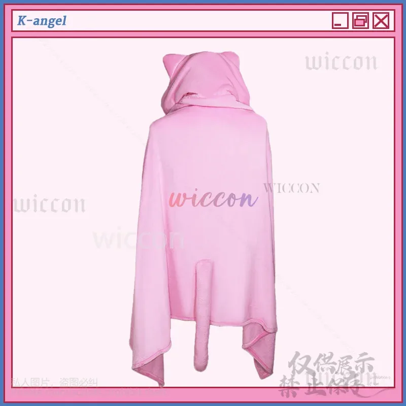 Anime Game NEEDY GIRL OVERDOSE Cosplay KAngel P-chan Costume Pink Cat Head Blanket Kawaii Pink Cat Hooded Soft Cape Customized