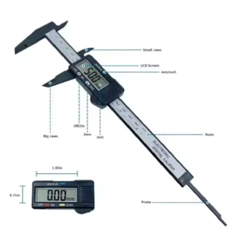 150 مللي متر الفرجار البلاستيكي الإلكتروني الفرجار الورنية أدوات قياس أداة النجارة حاكم شاشة كبيرة مقياس سرعة الدوران عيار رقمي #3