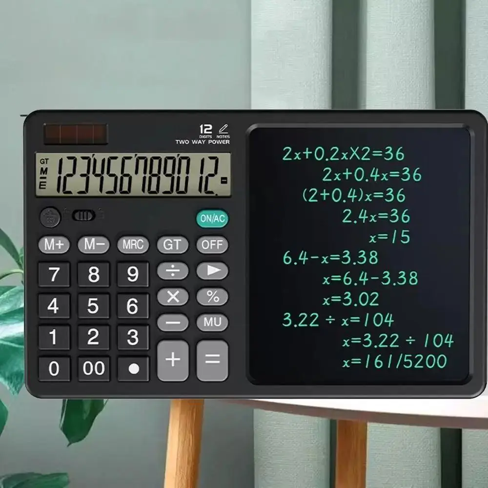 Calculadora científica 2 en 1, pantalla grande, portátil, para oficina, LCD, almohadilla de dibujo borrable, multifuncional