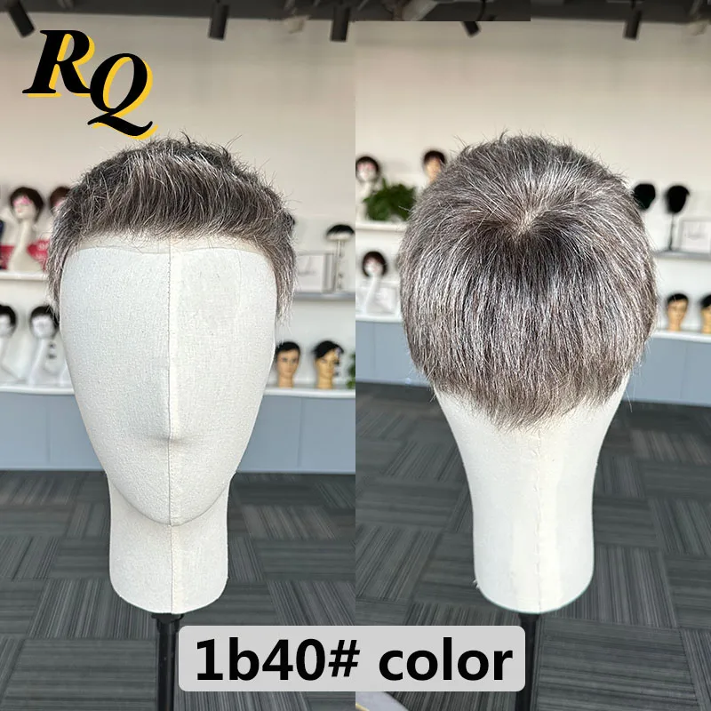 เส้นผมมนุษย์โปรเทสเซชันสำหรับผู้ชายบาง0.04มม. สไตล์ก่อน1B40 WIG Pria เปลี่ยนผมบุรุษ