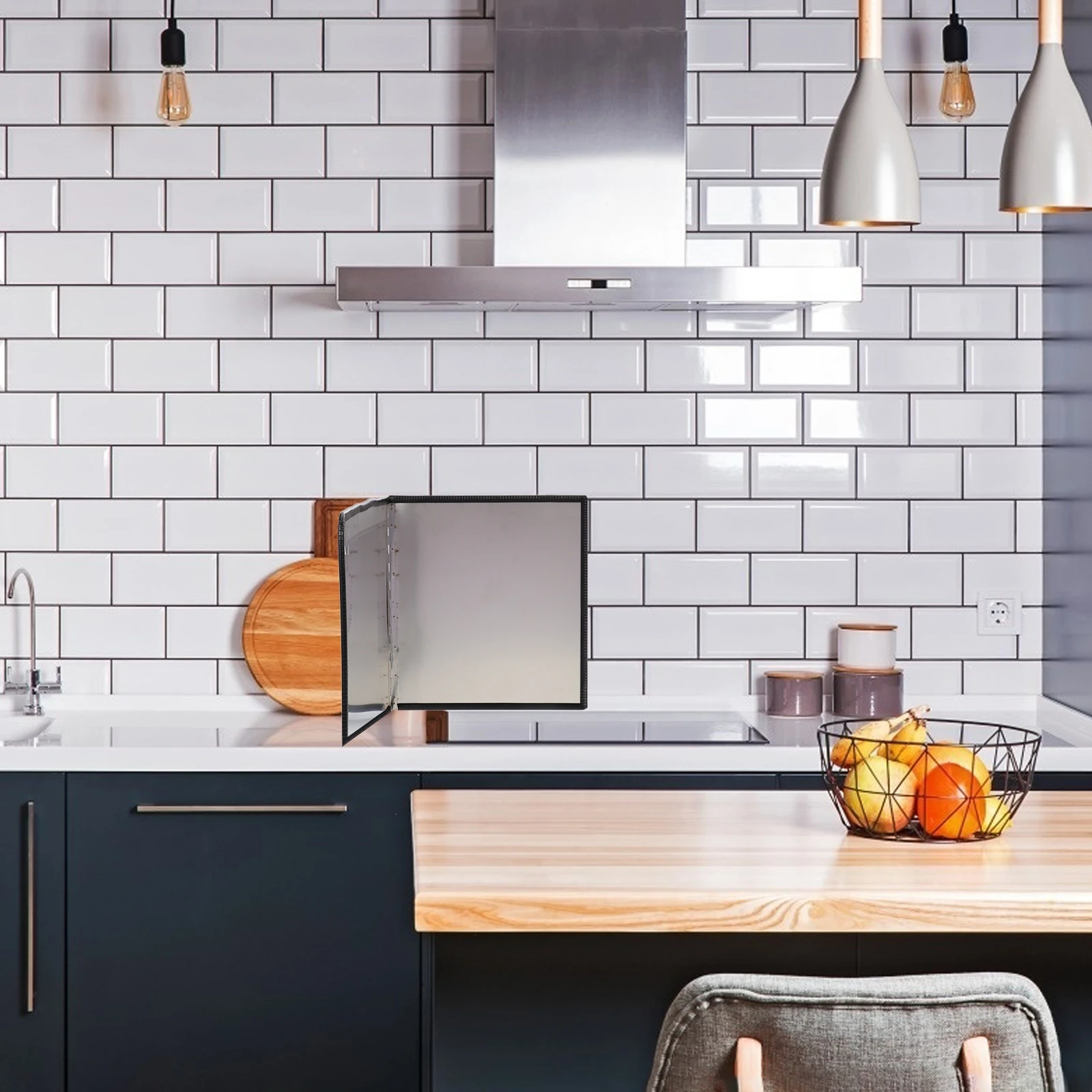 Stainless Steel Oil Splash Baffle Grease Splatter Guard Easy Clean Kitchen Tool Silver Practical Cookware Foldable Protective