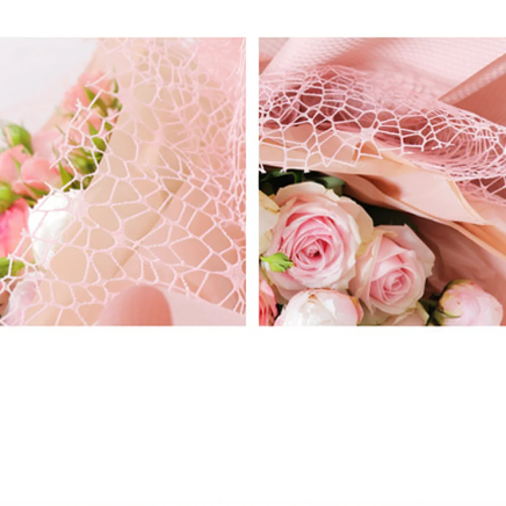 Papercraft Supply Ribbon - ม้วนตาข่ายห่อดอกไม้ลายฉลุ ดีไซน์โปร่งแสง สำหรับตกแต่ง ห่อของขวัญงานแต่งงาน งานวันเกิด และงานประดิษฐ์