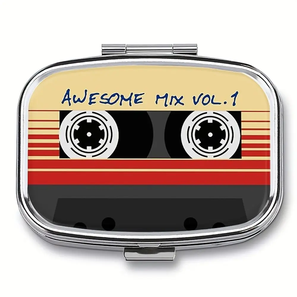 

1 шт. квадратная металлическая коробка с 2 отделениями для мха, портативный дорожный футляр для таблеток и украшений, рождественский подарок