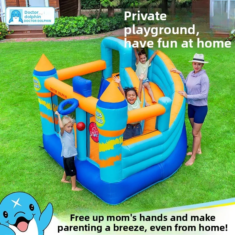 Doctor Dolphin Home Small Children's Inflatable Castle Indoor and Outdoor Trampoline Slide Naughty Fort Toy Birthday Gift