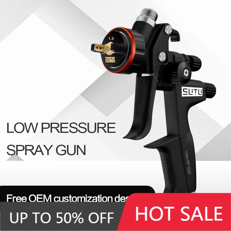 The 5200 black spray gun features high atomization for fine and uniform spraying, making it suitable for automotive painting