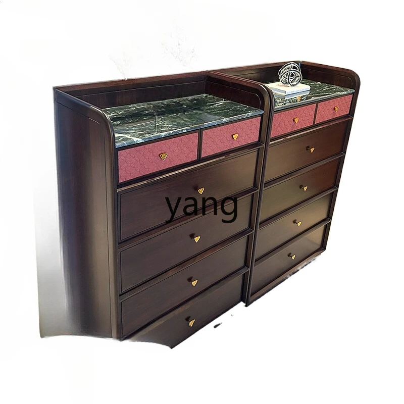 ZL new Chinese chest of drawers living room modern all solid wood light luxury bedroom storage cabinet