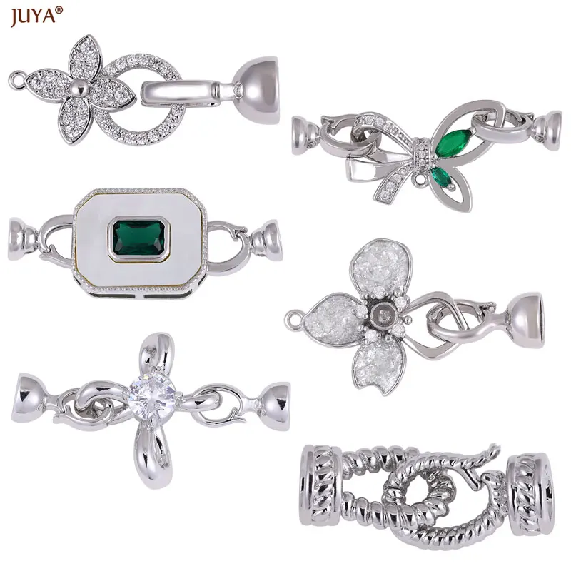 

JUYA New Zirconia Copper Connector Fastener Clasps Hooks For DIY Jewelry Making Accessories Supplies Handmade Bracelets Necklace