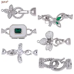JUYA New Zirconia Copper Connector Fastener Clasps Hooks For DIY Jewelry Making Accessories Supplies Handmade Bracelets Necklace