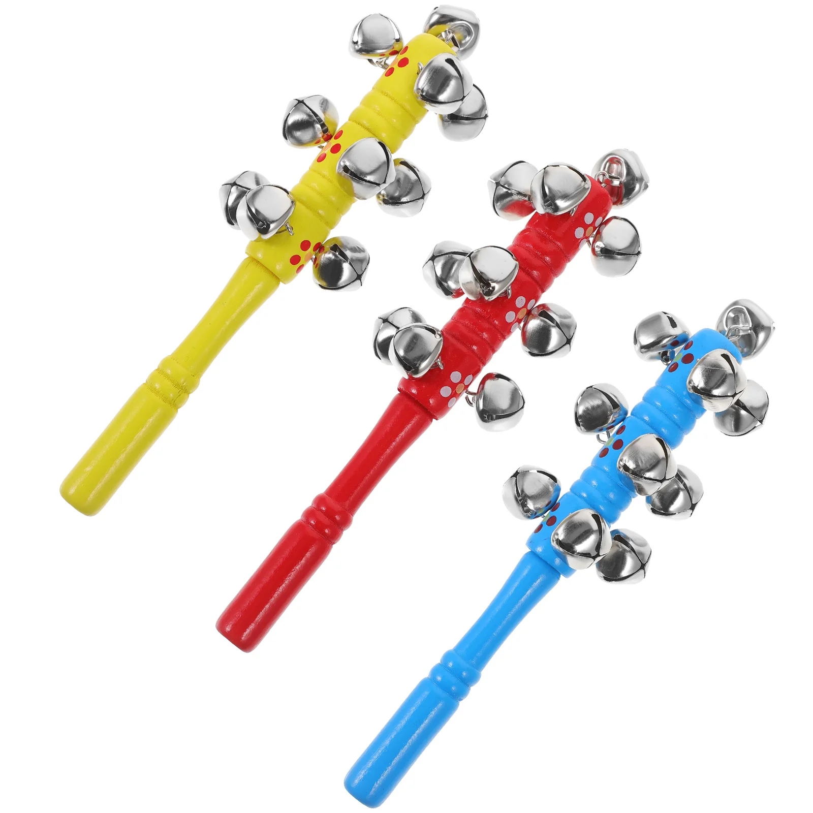 3 ชิ้น Jingle Stick Shaker ของเล่นกระดิ่งมือเครื่องดนตรี Sticks Instruments เด็ก