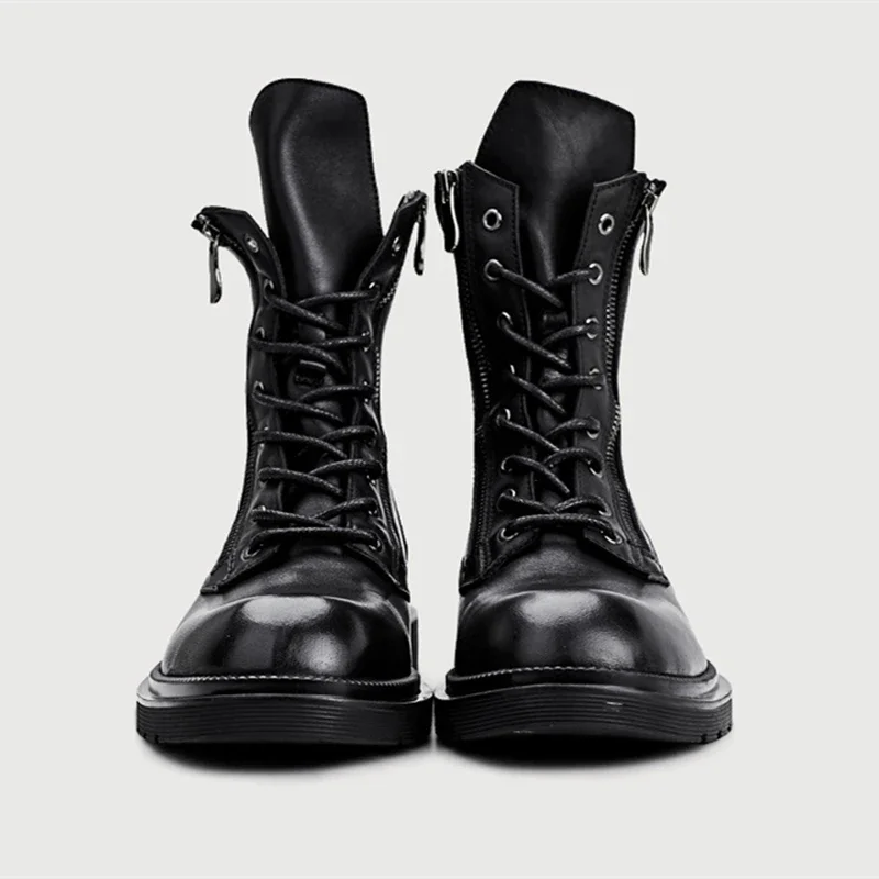 New Fashion Men\'s Motorcycle Boots Luxury Retro British Work Shoes Outdoor Anti-slip Botines Chelsea