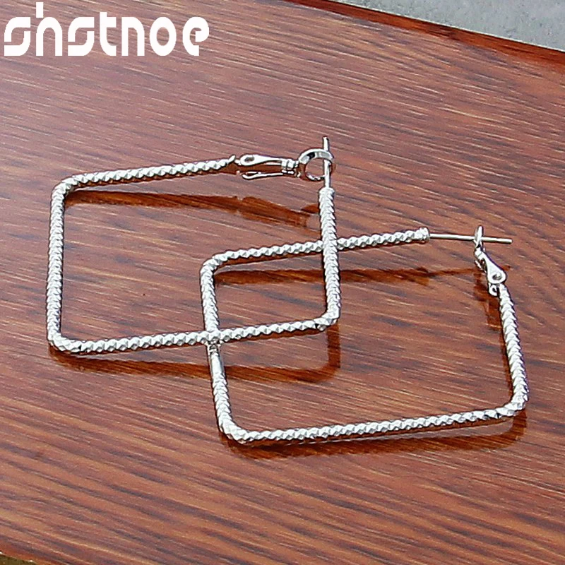 

SHSTONE 925 Sterling Silver Square Hoop Earrings For Women Party Engagement Wedding Birthday Christmas Gift Fashion Fine Jewelry