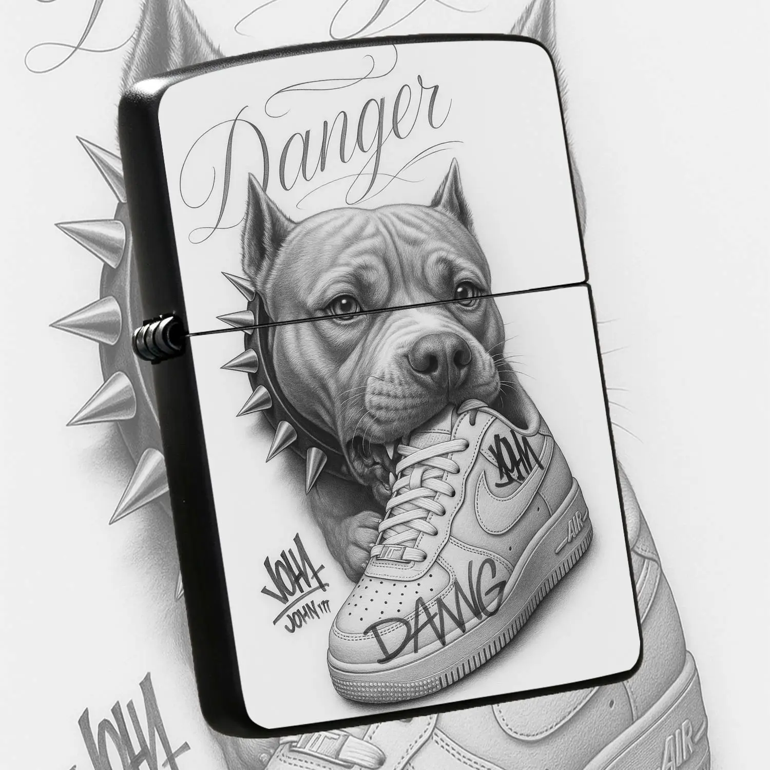 Trendy Street Style Pitbull Bite Sneaker Themed Lighter, Exquisite Hand-Drawn Danger Pattern, Portable Cool Unique Accessory, Ideal Creative Gift For Friends For Daily Use A Humorous And Interesting Lighter
