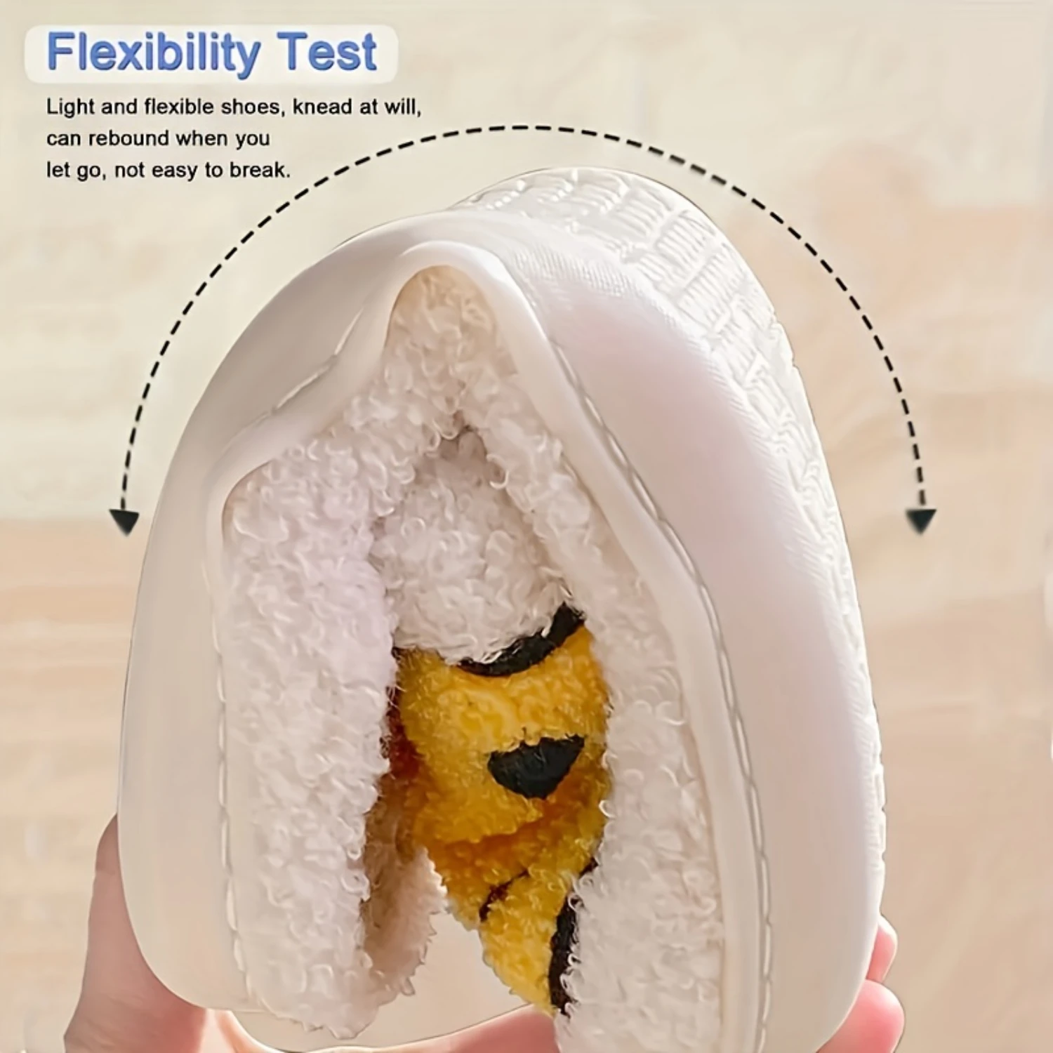 Cute Smile Face Slippers, Cozy Plush Lined Shoes for Winter Warmth.