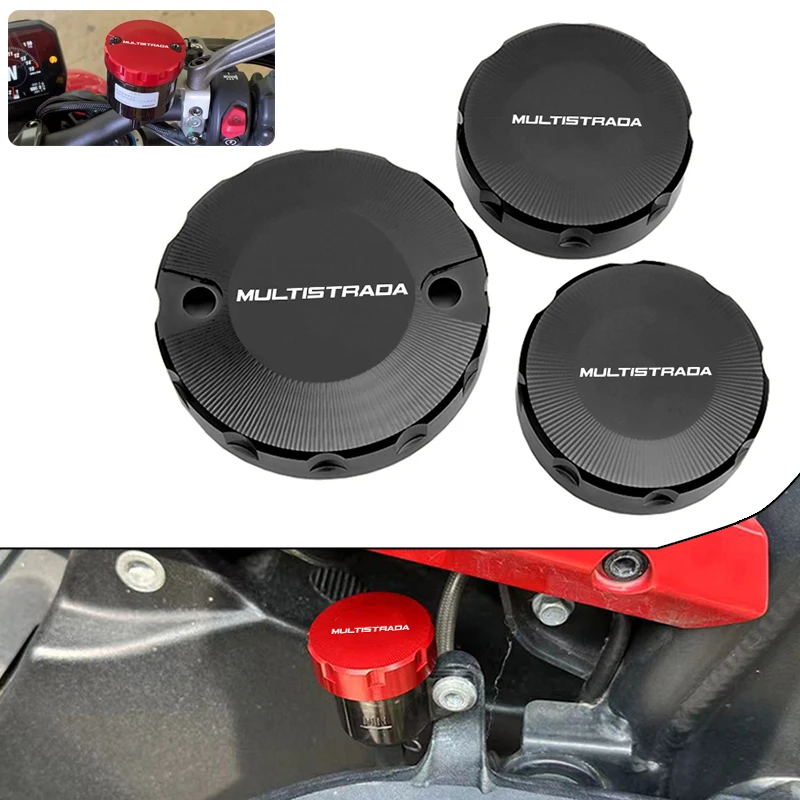 For Ducati Multistrada 950 1100 1200 1260 1200S 1260S V2 V4 Front Brake Clutch Rear Brake Fluid Reservoir Cover Accessories